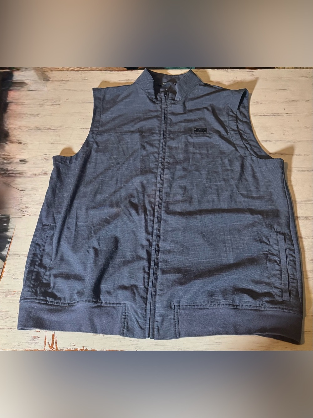 TravisMathew Men XXL Golf Vest Full Zip Navy Round Hill Tennis Stretch